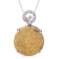 Pingente em Prata 925 com Quartzo Glitter Dourado e Topázio Branco