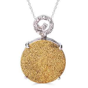 Pingente em Prata 925 com Quartzo Glitter Dourado e Topázio Branco