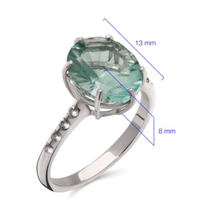Anel Brinco e Pingente de Prata com Fluorite Verde e Topazios Brancos Aprox. 11 cts