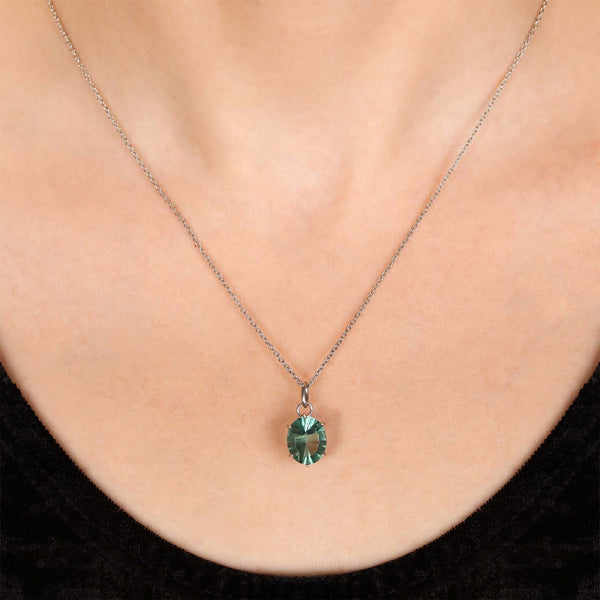 Anel Brinco e Pingente de Prata com Fluorite Verde e Topazios Brancos Aprox. 11 cts