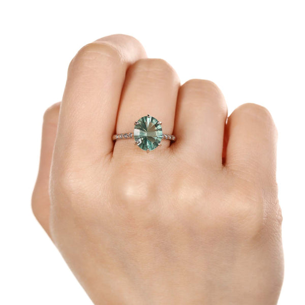 Anel Brinco e Pingente de Prata com Fluorite Verde e Topazios Brancos Aprox. 11 cts