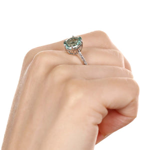 Anel Brinco e Pingente de Prata com Fluorite Verde e Topazios Brancos Aprox. 11 cts
