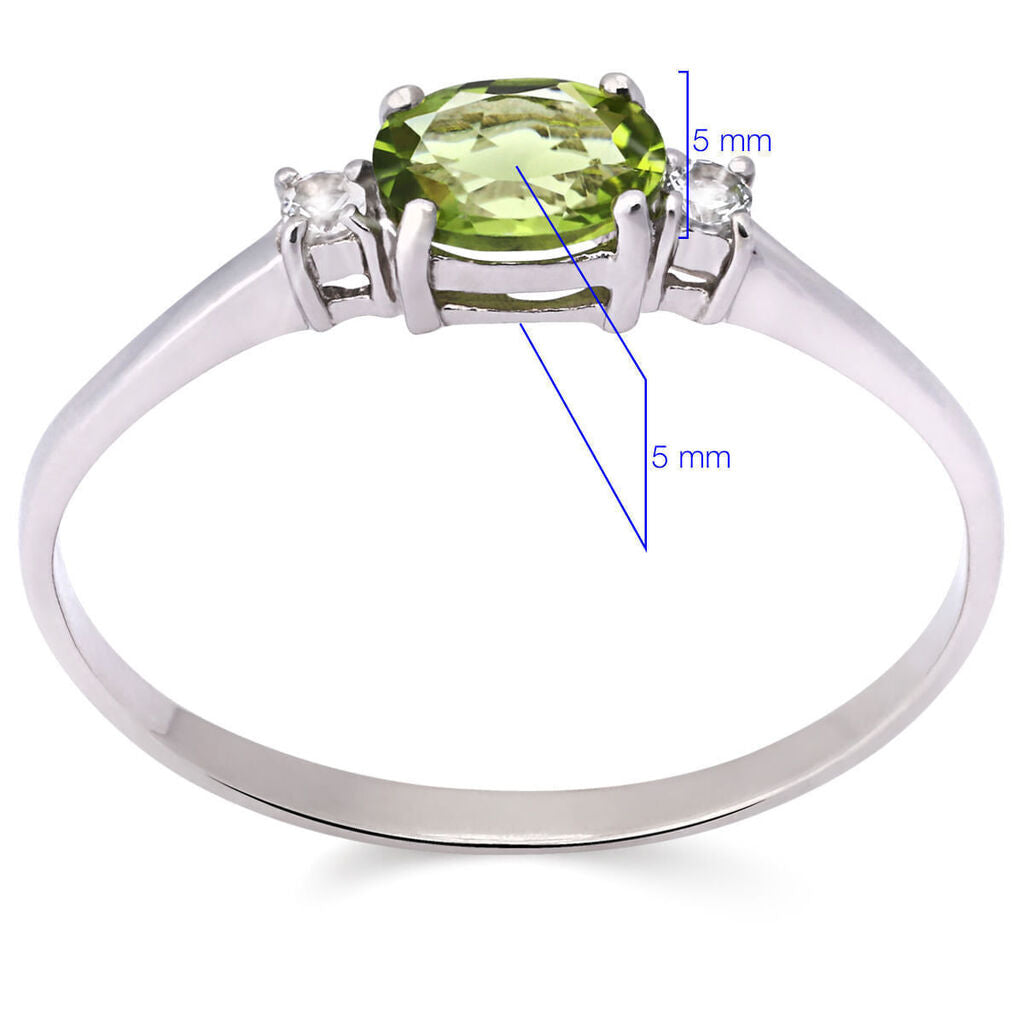 Anel em Prata 925 com Peridoto e Topazios Brancos