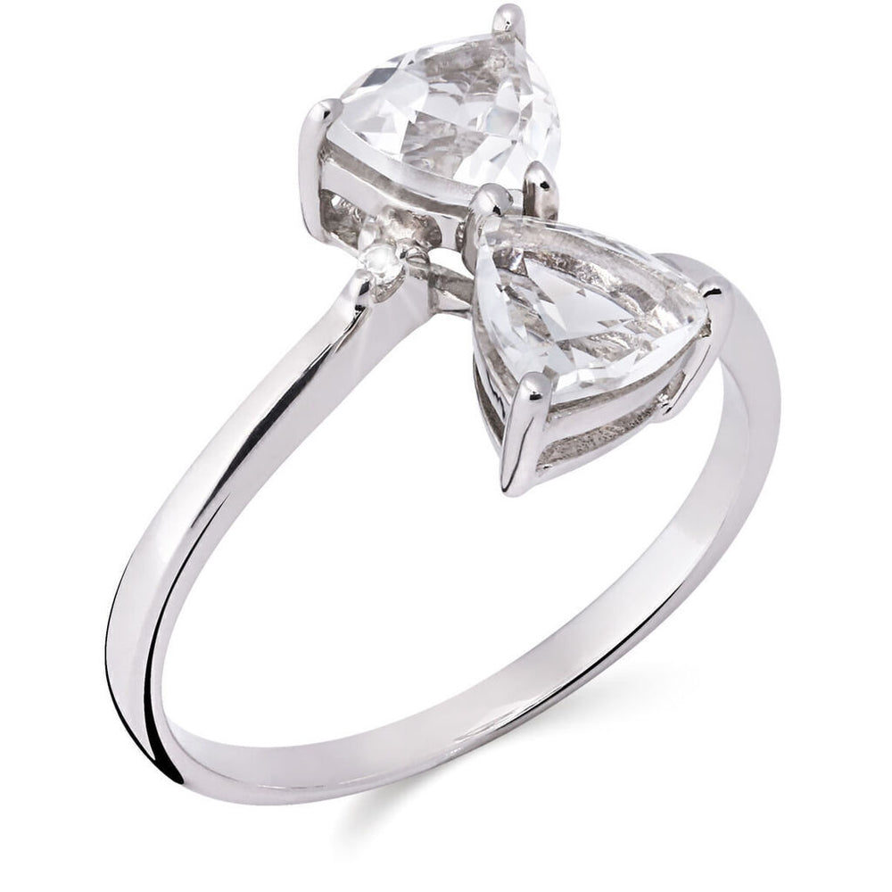 Anel Prata Delta com Topazios Brancos Aprox. 1,73 cts
