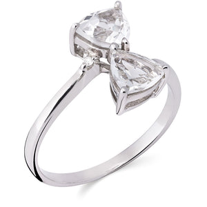 Anel Prata Delta com Topazios Brancos Aprox. 1,73 cts