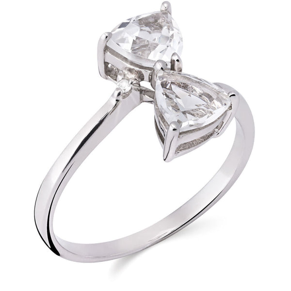 Anel Prata Delta com Topazios Brancos Aprox. 1,73 cts