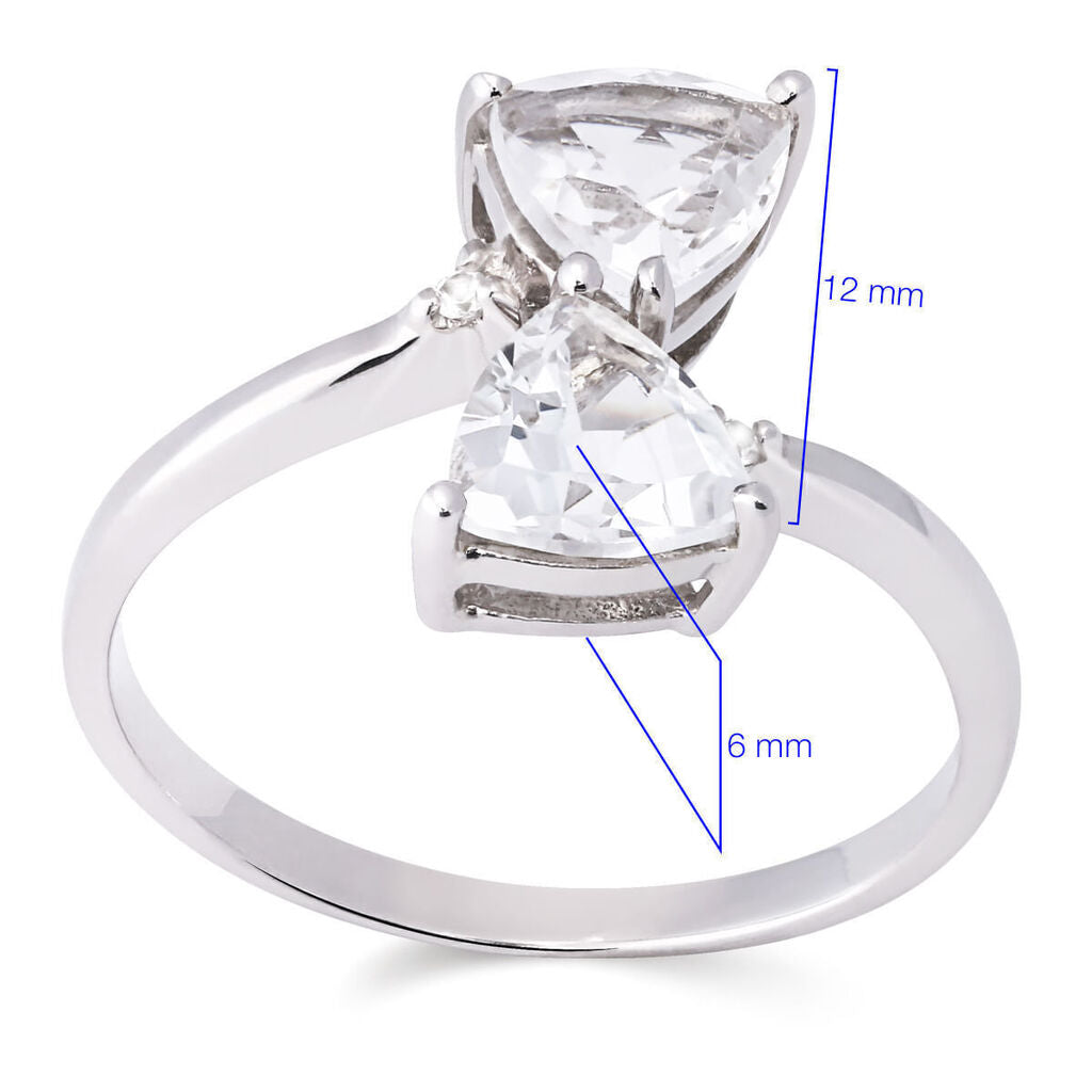 Anel Prata Delta com Topazios Brancos Aprox. 1,73 cts