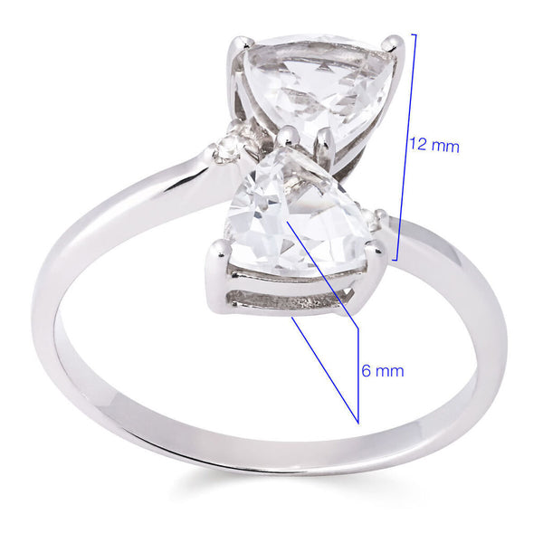 Anel Prata Delta com Topazios Brancos Aprox. 1,73 cts