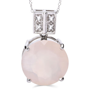 Pingente em Prata 925 com Calcedônia Rosa e Topázio Branco