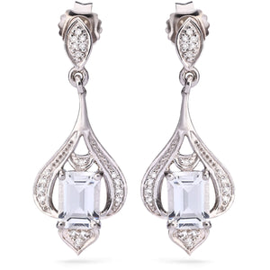 Par De Brinco em Prata 925 Com topázio Branco e Diamantes