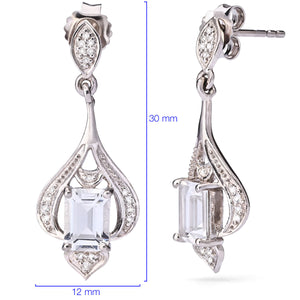 Par De Brinco em Prata 925 Com topázio Branco e Diamantes