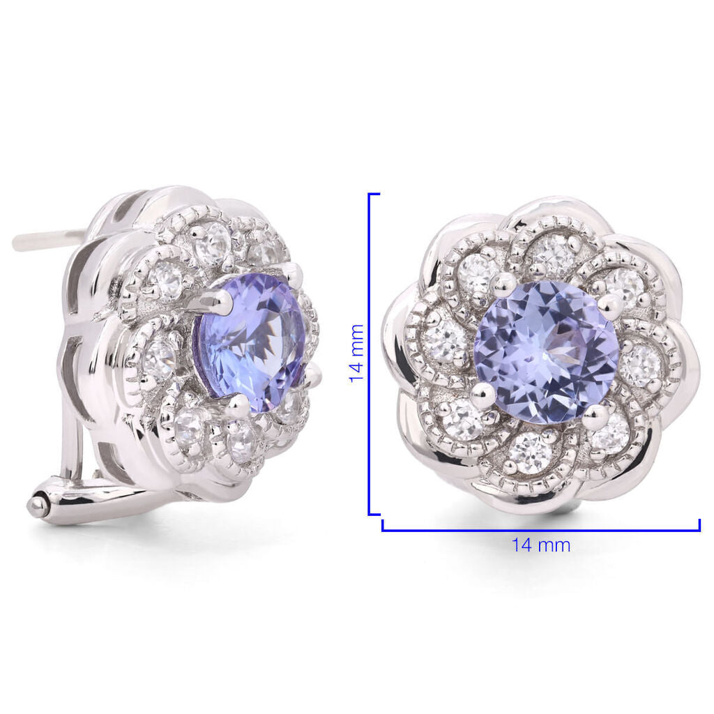 Conjunto de Prata 925 Flor com Tanzanitas