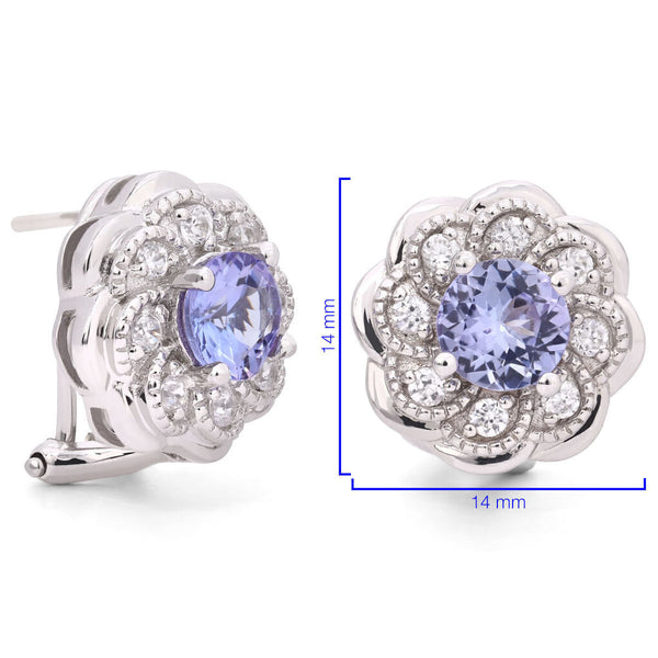 Conjunto de Prata 925 Flor com Tanzanitas