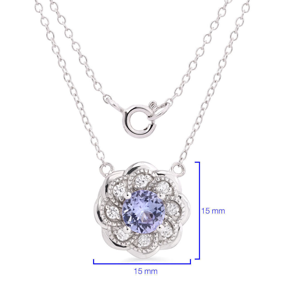 Conjunto de Prata 925 Flor com Tanzanitas