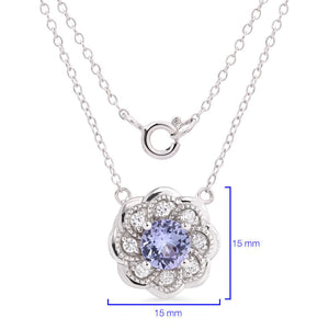 Conjunto de Prata 925 Flor com Tanzanitas