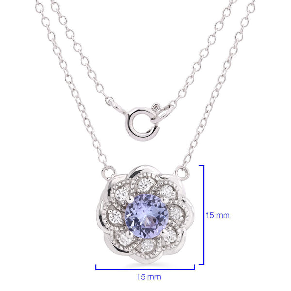Conjunto de Prata 925 Flor com Tanzanitas