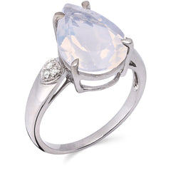 ANEL PRATA 925 COM QUARTZO LUA AZUL GOTA