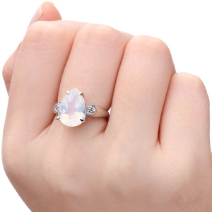 ANEL PRATA 925 COM QUARTZO LUA AZUL GOTA