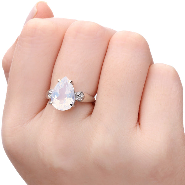 ANEL PRATA 925 COM QUARTZO LUA AZUL GOTA