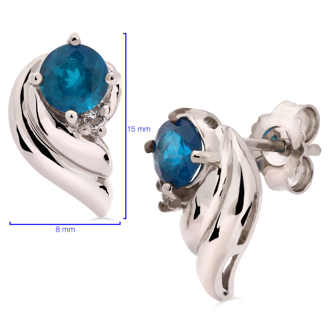 Par de Brinco com Apatita Azul Royal em Prata