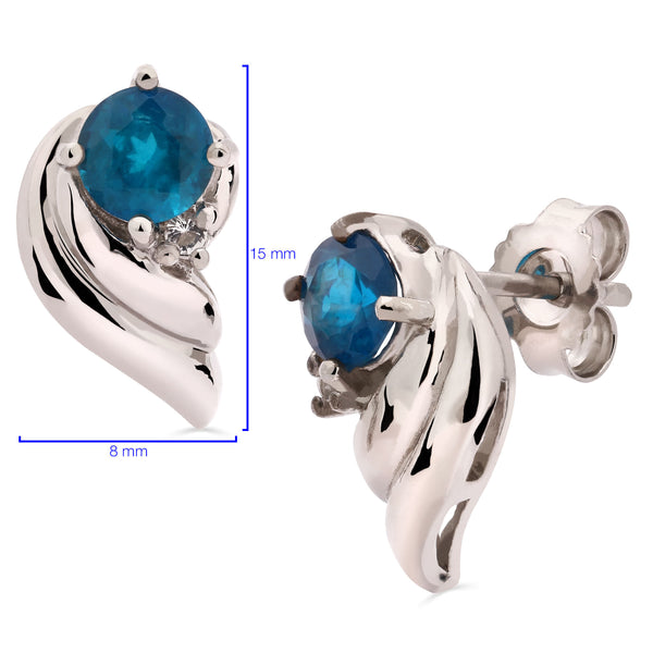 Par de Brinco com Apatita Azul Royal em Prata