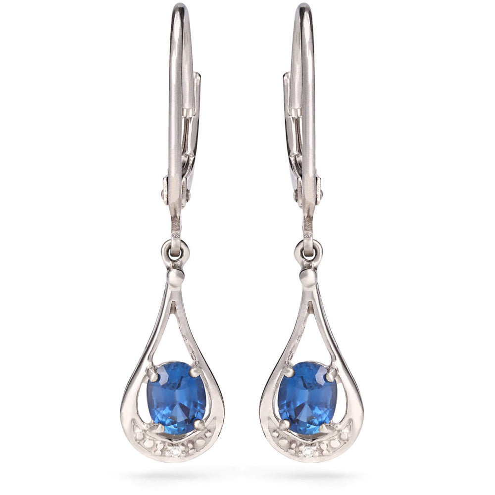 Par de Brincos em Prata 925 com Kianita e Diamantes