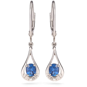 Par de Brincos em Prata 925 com Kianita e Diamantes