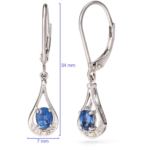 Par de Brincos em Prata 925 com Kianita e Diamantes