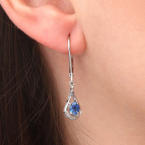 Par de Brincos em Prata 925 com Kianita e Diamantes