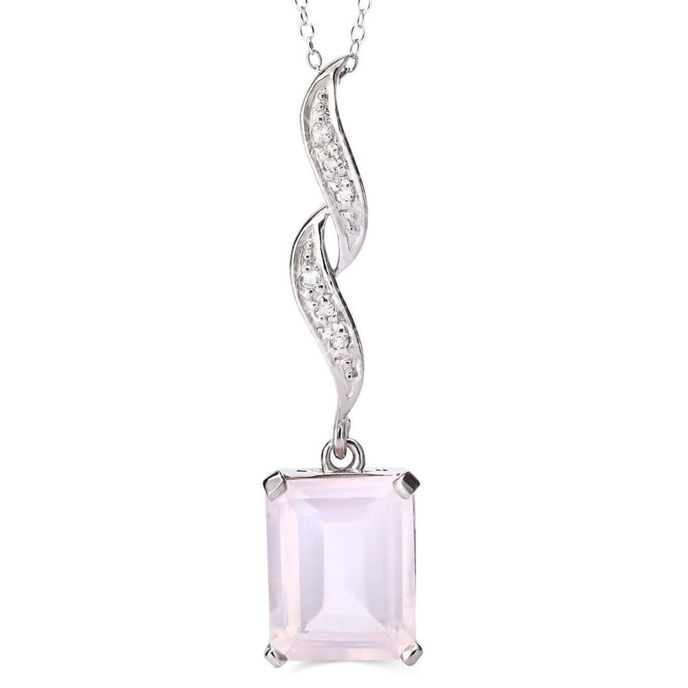 Pingente em Prata 925 com Quartzo Rosa e Topazios Brancos