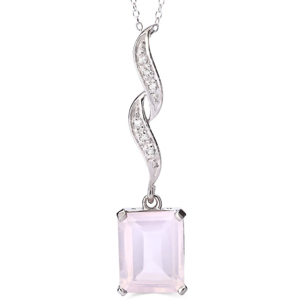 Pingente em Prata 925 com Quartzo Rosa e Topazios Brancos