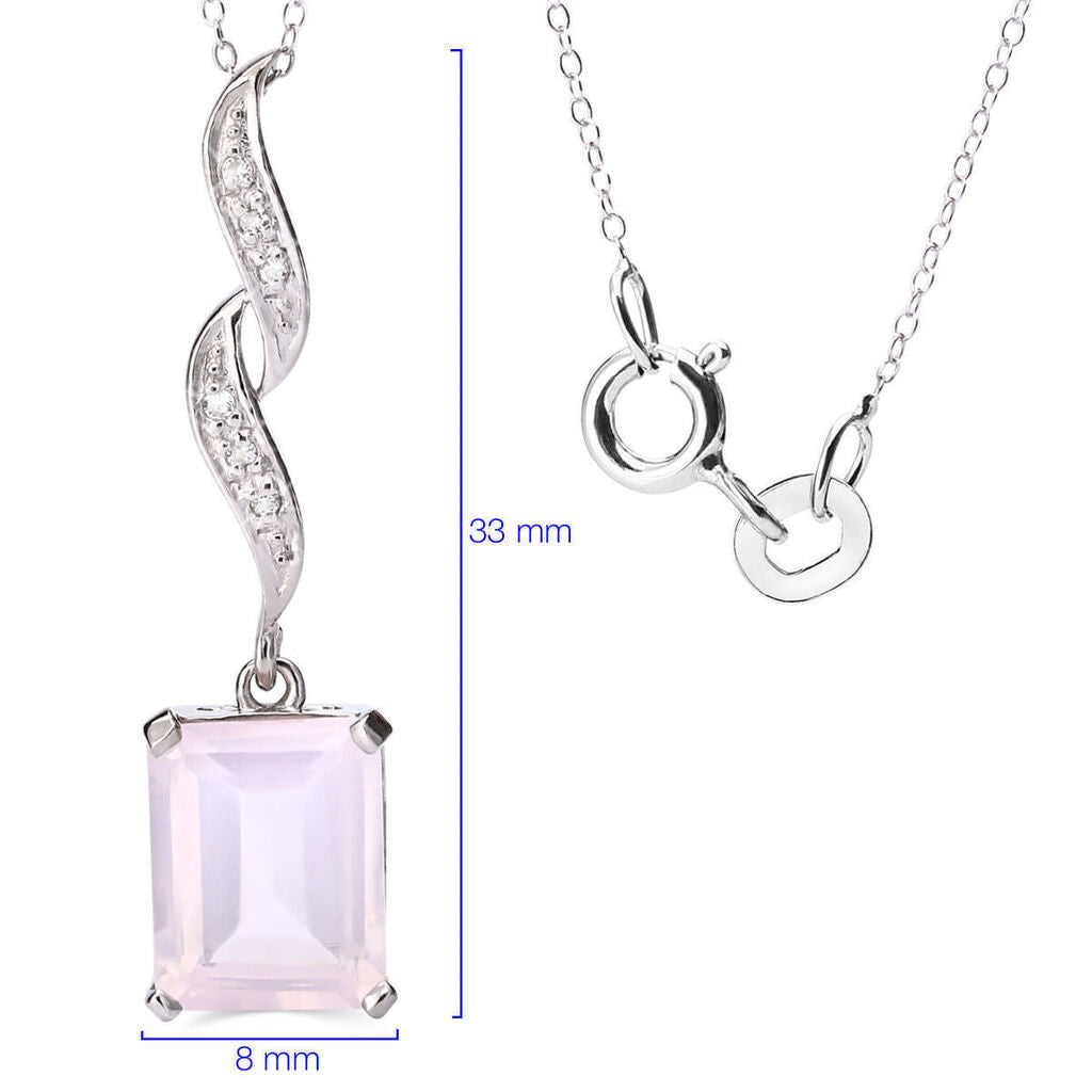 Pingente em Prata 925 com Quartzo Rosa e Topazios Brancos