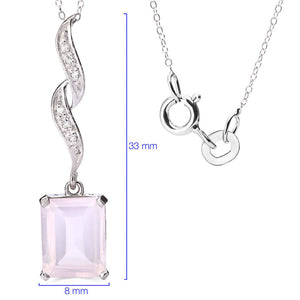 Pingente em Prata 925 com Quartzo Rosa e Topazios Brancos