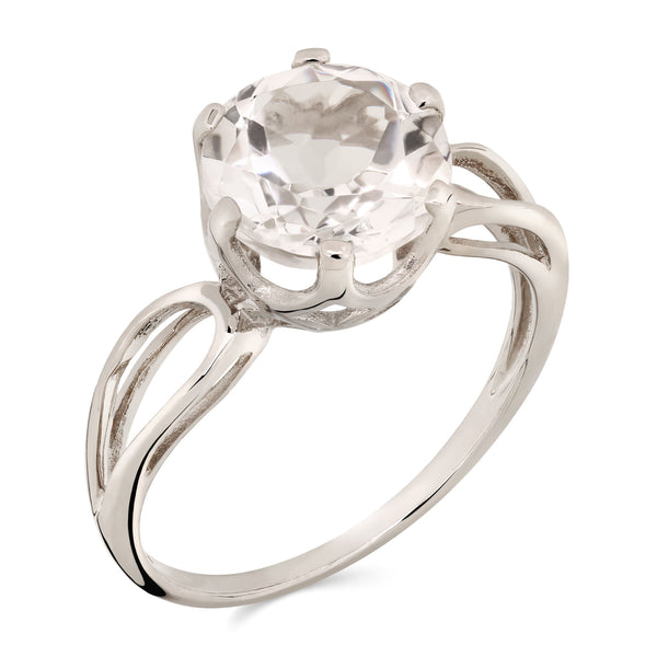 ANEL SOLITARIO COM QUARTZO BRANCO TOT 3,1 CTS PRATA <AROS: D