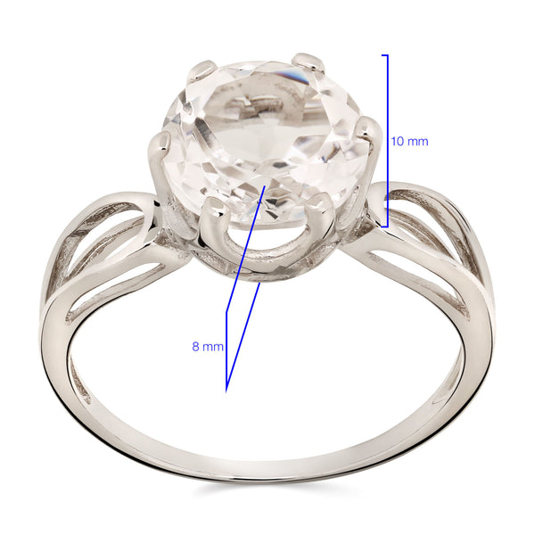 ANEL SOLITARIO COM QUARTZO BRANCO TOT 3,1 CTS PRATA <AROS: D