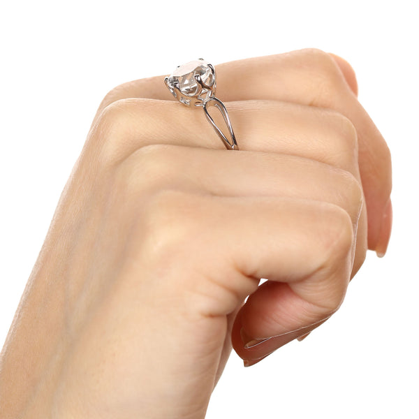 ANEL SOLITARIO COM QUARTZO BRANCO TOT 3,1 CTS PRATA <AROS: D