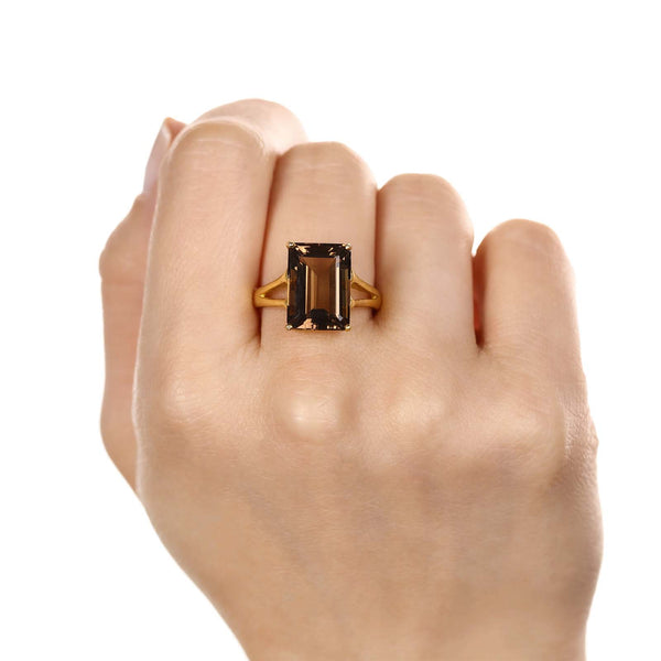 Anel, Brinco e Pingente de Prata Gota com Quartzos Smokes e Diamantes Aprox. 22,24 cts