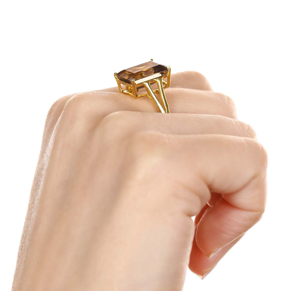 Anel, Brinco e Pingente de Prata Gota com Quartzos Smokes e Diamantes Aprox. 22,24 cts