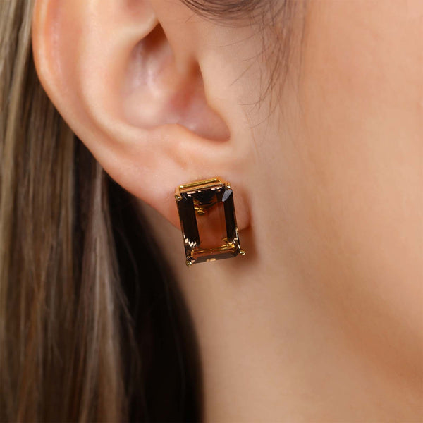 Anel, Brinco e Pingente de Prata Gota com Quartzos Smokes e Diamantes Aprox. 22,24 cts
