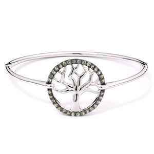 173594-Bracelete em Prata 925 Eva LaRue Árvore da Vida com Safiras Verdes