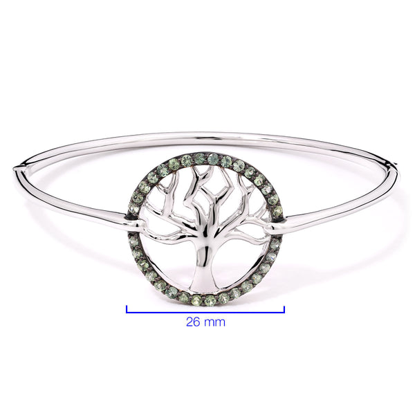 173594-Bracelete em Prata 925 Eva LaRue Árvore da Vida com Safiras Verdes