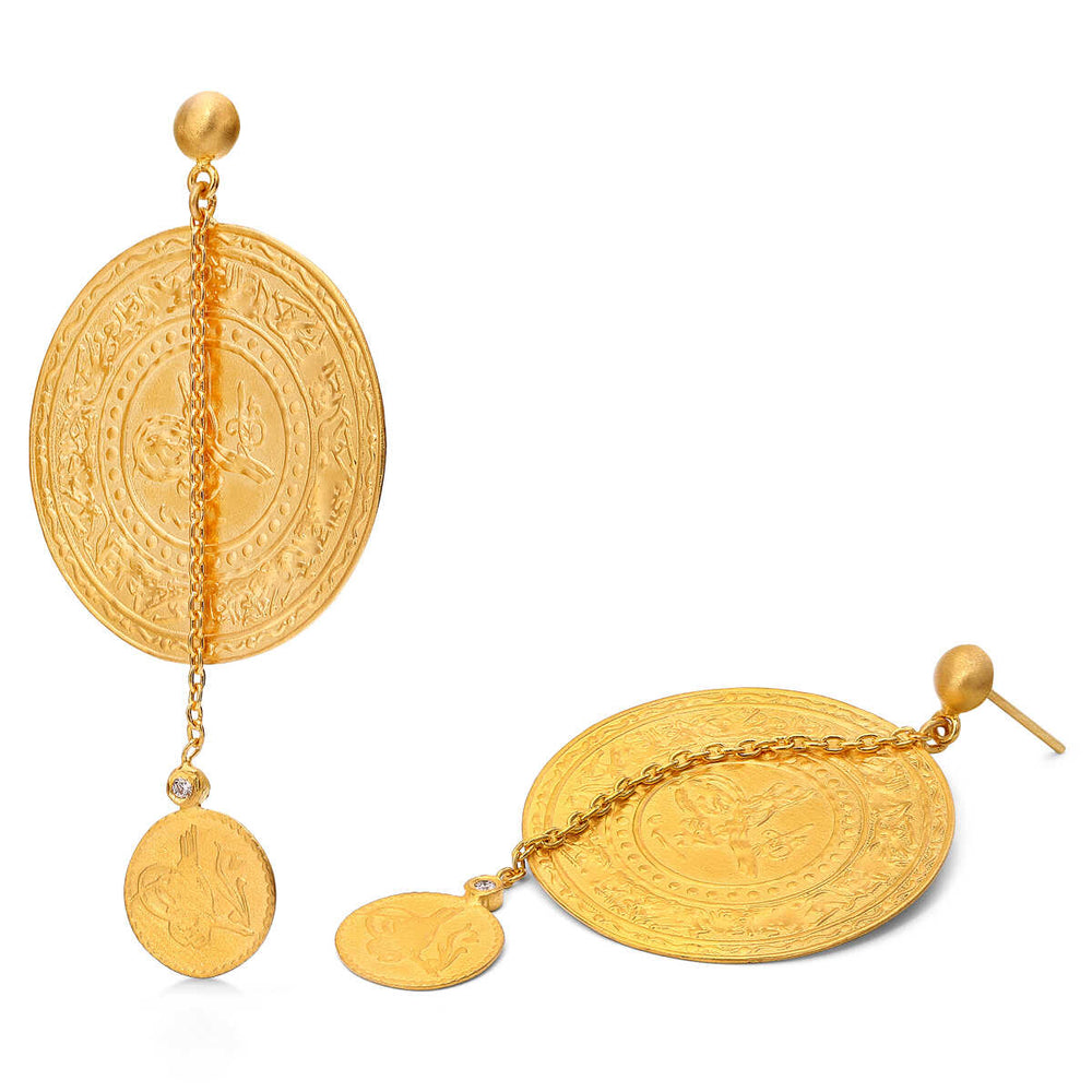 Par de Brinco Kurtulan com 2 Diamantes Ouro Amarelo