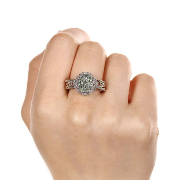 Anel em Prata 925 com Alexandrite e Topázio Branco