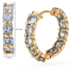 174757- Par de Brinco em Ouro Amarelo de  Água  Marinha e Diamantes