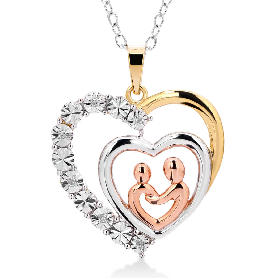 Pingente Coração Prata 925 com Diamantes