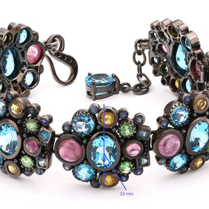 Pulseira Linha Premium em Prata 925 com Safiras, Citrinos, Granadas eTopázios London Blue