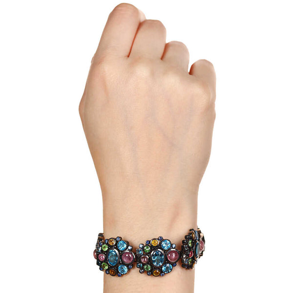 Pulseira Linha Premium em Prata 925 com Safiras, Citrinos, Granadas eTopázios London Blue