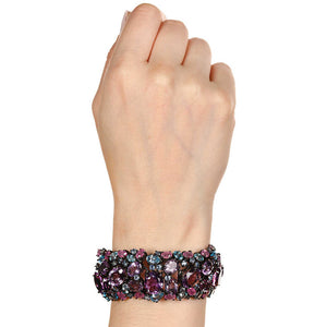 Pulseira Linha Premium em Prata 925 com Ametistas, Safiras, Topázios