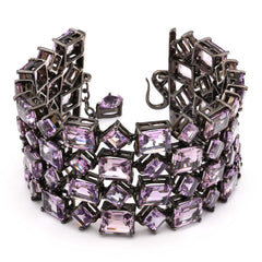 Pulseira Linha Premium em Prata 925 com  Ametistas
