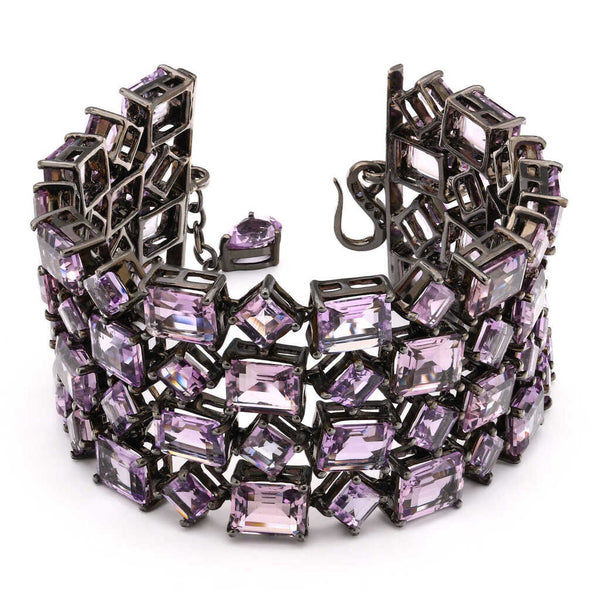 Pulseira Linha Premium em Prata 925 com  Ametistas